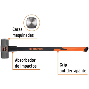 Combas 16lb Octagonales Mango36" Fibra de Vidrio, Cara Maquinada, MD-16F 16546 Truper