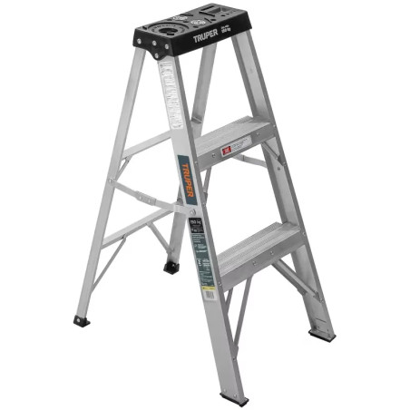 Escaleras de Tijera 2 Peldañoss T3 Max2.1m P3kg EAluminio, Truper 16740