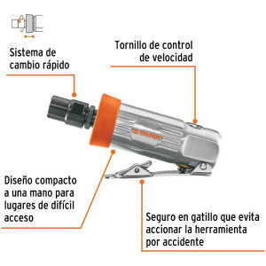 Kit Mini Rectificadora 1/4 con estuche de Plastico, Carcasa de Aluminio pulido, TPN-876K-2 16887 Truper