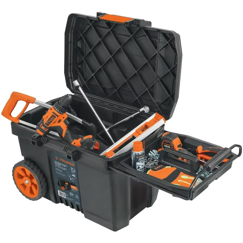 Cajas para Herramientas 23" x17" 57L CRuedas Mtelescopico Truper 10902