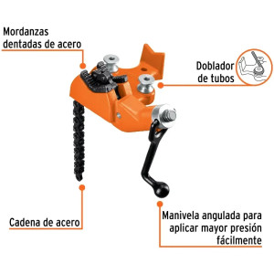 Prensa de Cadena para tubo de 2 1/2", Cuerpo de hierro nodular mordazas en acero al carbono, PTU-25C 17704 Truper
