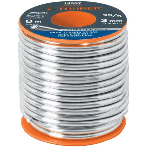 Soldadura con Nucleo de Resina 450g 3mm 95/5 Estaño Antimonio, para tuberia de Gas, SOL-95/5 14367 Truper