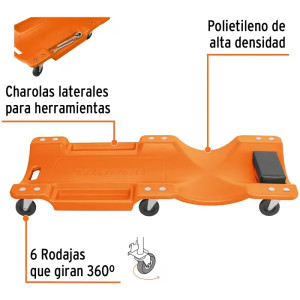 Camas Plasticas para Mecanico 40" Ergonomico Rodajes360, Truper 100904