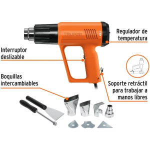 Pistola de Calor Profesional 1800W 11000 - 17000RPM Temperatura Variable 45 a 500 Grados, PISCA-A-2 15734 Truper
