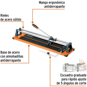 Cortador de Mayolica con Rodaje Corte 60cm, Cuchilla con Recubrimiento Titanio, CAZ-60 16781 Truper