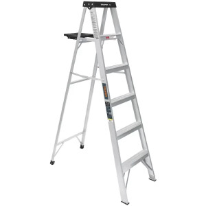 Escaleras Tijera 5 Peldaños con Bandeja T3 Max3m P5.4kg EAluminio, Truper 16743