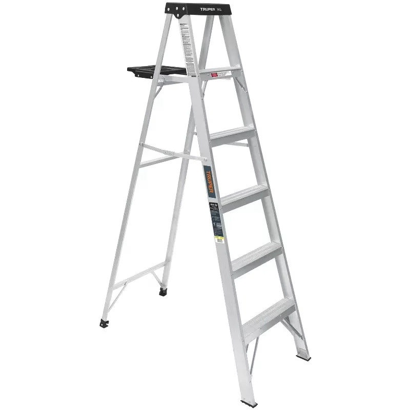 Escaleras Tijera 5 Peldaños con Bandeja T3 Max3m P5.4kg EAluminio, Truper 16743