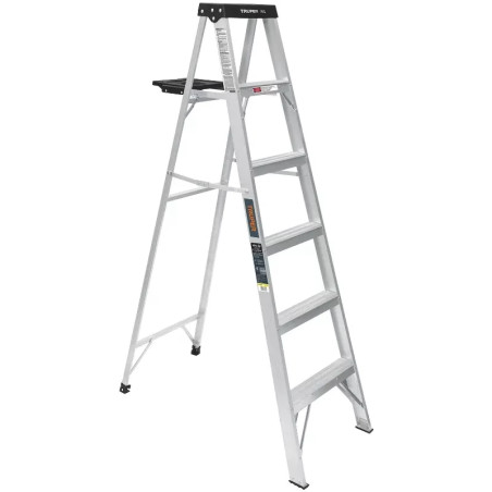Escaleras Tijera 5 Peldaños con Bandeja T3 Max3m P5.4kg EAluminio, Truper 16743