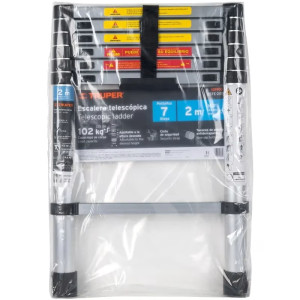 Escaleras Telescopica 7 peldaños T2 102kg Plegable Aluminio Truper 101903