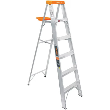 Escaleras Tijera 5 Peldaños con Bandeja T2 Max3m P5.7kg EAluminio, Truper 10335