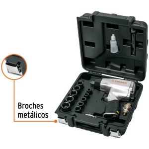 Kit Llave Neumatica Pistola de Impacto de 1/2" con estuche de plastico y dados, TPN-731EK 19372 Truper