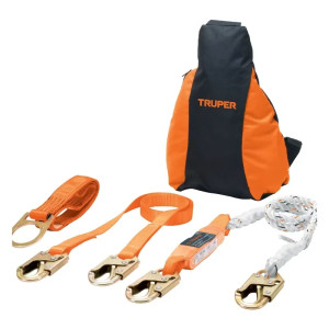 Kit contra caídas con arnes de tres anillos ANSI Truper 100887