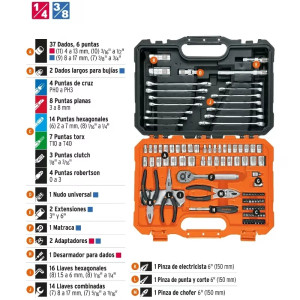 Juegos de Herramientas 119 Piezas Mixto STD MM E1/4-3/8 MP Truper 17090