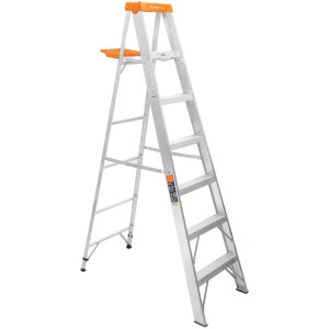 Escaleras Tijera 6 Peldaños con Bandeja T2 Max3.4m P7.4kg EAluminio, Truper 16744