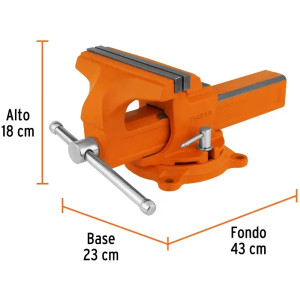 Tornillos de banco Mordaza 8" Max20cm 18x23x43cm Tipo Europeo Hierro Nodular, Truper 100242