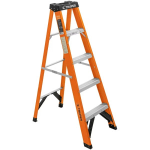 Escaleras de Tijera 4 Peldaños T2 Max2.9m P6.5kg FibraVidrio, Truper 100224