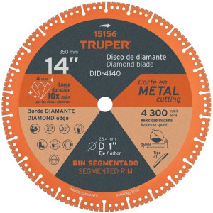 Discos de diamantes 14" x4mm para corte metal E1 Truper 15156