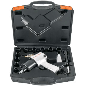 Llave Neumatica Pistola de Impacto 1/2" Industrial, Kit con Estuche Plastico carcasa en Aluminio, TPN-734H-2K 18281 Truper