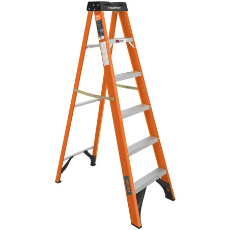 Escaleras de Tijera 5 Peldaños T2 Max3m P7.5kg FibraVidrio, Truper 100225