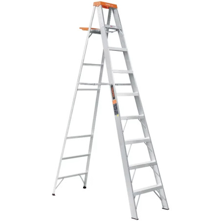 Escaleras Tijera 8 Peldaños con Bandeja T2 Max4m P9.5kg EAluminio, Truper 10338