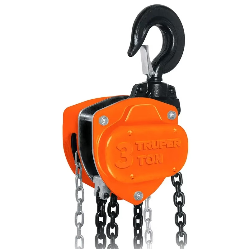 Tecle Industrial 3 Toneladas, Doble Trinquete, Mecanismo de triple engranaje, Peso 23.5kg, POL-3 16827 Truper