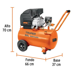 Compresoras 50L 3.5HP Lubricada Automatico Bifasico Con Manguera y Pistola, Truper 101744