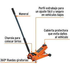 Gata Tipo Lagarto 3 T, Altura M 51cm M 8.5cm 34.5kg, con Elevacion Rapida, GAPRO-3PB, 14806 Truper