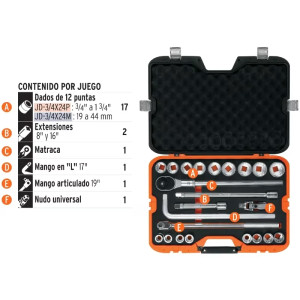 Juegos de Herramientas 23 Piezas STD E3/4 MP Truper 13970