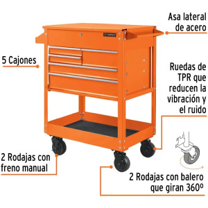 Gabinete Metalico 97x105x52cm 5Cajones 1Charola 1CajonSuperior, Truper 101733