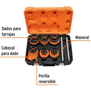 Juegos de Tarrajas para Tubos 7 Piezas HSS 1/2-2NPT, Truper 15721