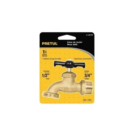  Caño para Jardin Conexion Roscada Macho 1/2" Salida 3/4", de Laton 100g En Blister, LL-JAR-PB 23145 Pretul 8.559322 Caño para J