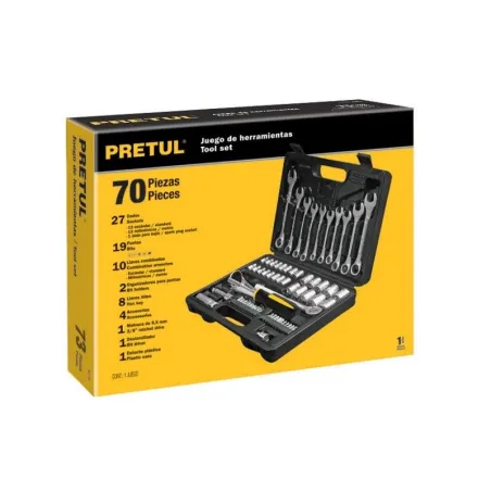  Juegos de herramientas 70 Piezas E1/4-3/8 MP Pretul 22981 71.186441 Juego de herramientas 70 Piezas con Estuche de Plastico, En