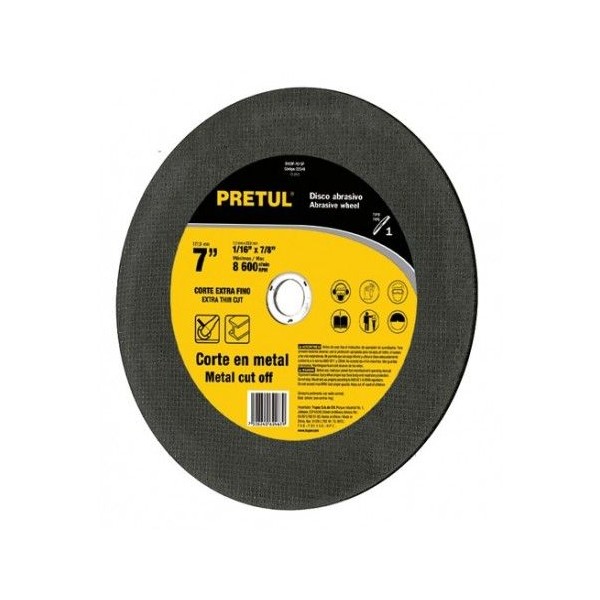  Discos Corte Metal 7" x1.8mm T41 Oxido de Alumino, DICOF-7020P 22346 Pretul 3.389831 Disco Corte Metal 7" 180x1.8mm T41 Oxido d