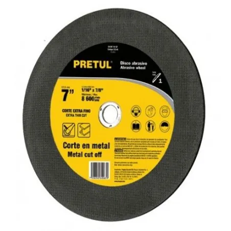  Discos Corte Metal 7" x1.5mm T41  Oxido de Alumino, DICOF-7015P 22349 Pretul 3.135593 Disco Corte Metal 7" 180x1.5mm T41 Oxido 