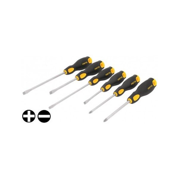 Juego Desarmadores 6 Pza 3/16 1/4" ComfortGrip Pretul 20220 Pretul-Juego Desarmadores 6 Pza 3/16 1/4" Mango Comfort Grip, JD-4BP