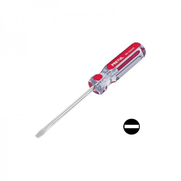  Desarmador Plano 1/4" x4" MangoPVC Pretul 21459 3.305085 Desarmador Plano 1/4" x4" 6.3x100mm Punta Magnetizadas Mango de PVC, D