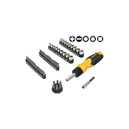  Juego Desarmadores Multipunta 35 Puntas y 18 dados Tipo Ratchet, Porta puntas Magnetico , AUTO-61 22976 Pretul 33.898305 Juego 