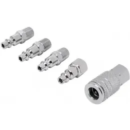  Juego de Acople F y Conectores de Acero Cromado 5 Piezas, Cuerda 1/4 NPT, CORAL-5P 27021 Pretul 9.830508 Juego de Acople F y Co