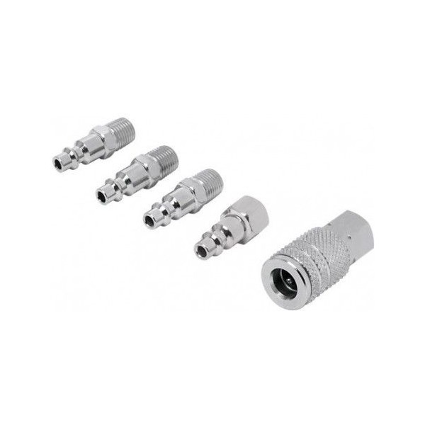  Juego de Acople F y Conectores de Acero Cromado 5 Piezas, Cuerda 1/4 NPT, CORAL-5P 27021 Pretul 9.830508 Juego de Acople F y Co
