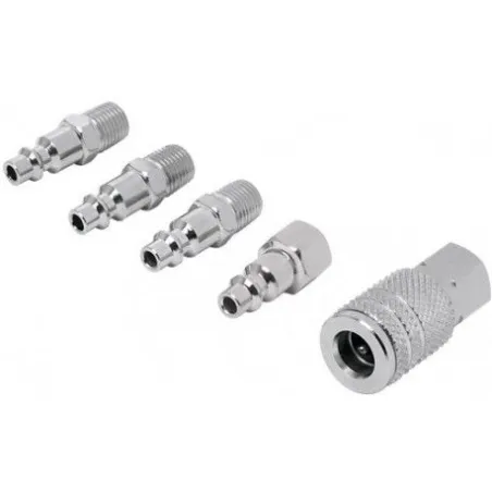  Juego de Acople F y Conectores de Acero Cromado 5 Piezas, Cuerda 1/4 NPT, CORAL-5P 27021 Pretul 9.830508 Juego de Acople F y Co