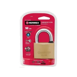 Candados 50mm S6 2llaves Hermex 43430 Hermex-Candado Pulido de Alta seguridad 50mm Seguridad 6, Incluyen 2 llaves Tradicional, C