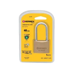  Candados 40mm S4 GanchoLargo 2llaves Hermex 23517 11.440678 Candado Pulido Basico arco largo 40mm Seguridad 4, Incluyen 2 llave