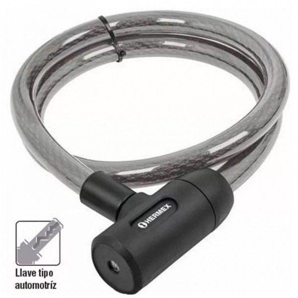  Cables de Seguridad con llave 20mm 1.20m, en acero con cubierta PVC, Incluyen 2 llaves tipo automotriz, CB-20 43921 Hermex 27.9
