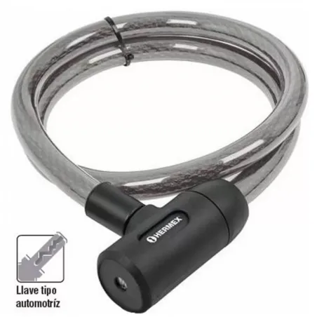  Cables de Seguridad con llave 20mm 1.20m, en acero con cubierta PVC, Incluyen 2 llaves tipo automotriz, CB-20 43921 Hermex 27.9
