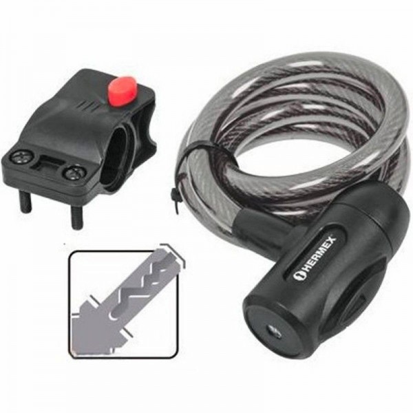  Cables de Seguridad con llave 10mm 1m, en acero con cubierta PVC, Incluyen 2 llaves tipo automotriz, CB-10C 43922 Hermex 12.966