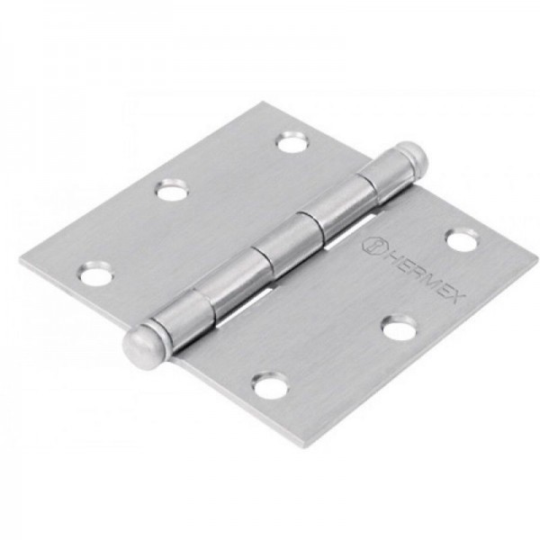  Bisagras cuadrada 2-1/2" Acero Cromo Mate Capuchina CRedonda 2mm Hermex 43256 2.711864 Bisagra cuadrada de acero cromo mate 3" 