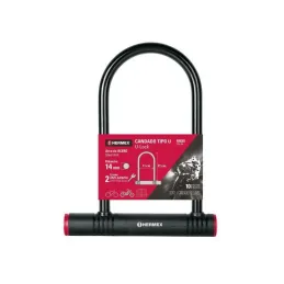  Candados 12mm Rigido Tipo "U" bicicletas motocicletas Portones Hermex 49620 24.576271 Candado Rigido 12mm x20cm Tipo U Recubrim