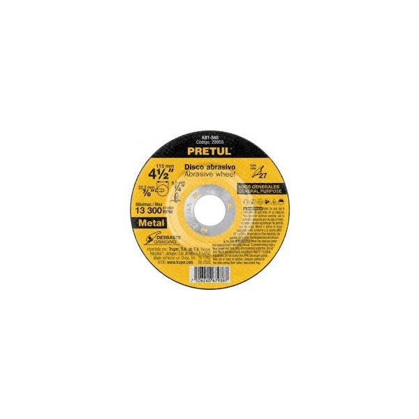  Discos de Desbaste Metal 4-1/2" x6.2mm Oaluminio, Pretul 29955 3.050847 Disco de Desbaste Metal 4-1/2" x6.2mm Oaluminio, Pretul