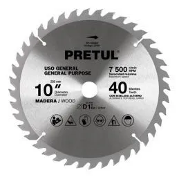  Discos sierras 10" 40Dientes C1", para madera, Pretul 27057 27.118644 Discos sierras 10" 40Dientes C1", para madera, Pretul 270
