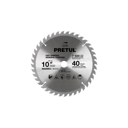 Discos sierras 10" 40Dientes C1", para madera, Pretul 27057 27.118644 Discos sierras 10" 40Dientes C1", para madera, Pretul 270